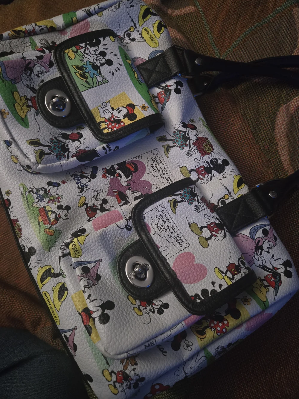Authentic Disney Parks Comic-Print Mickey & Minnie Satchel